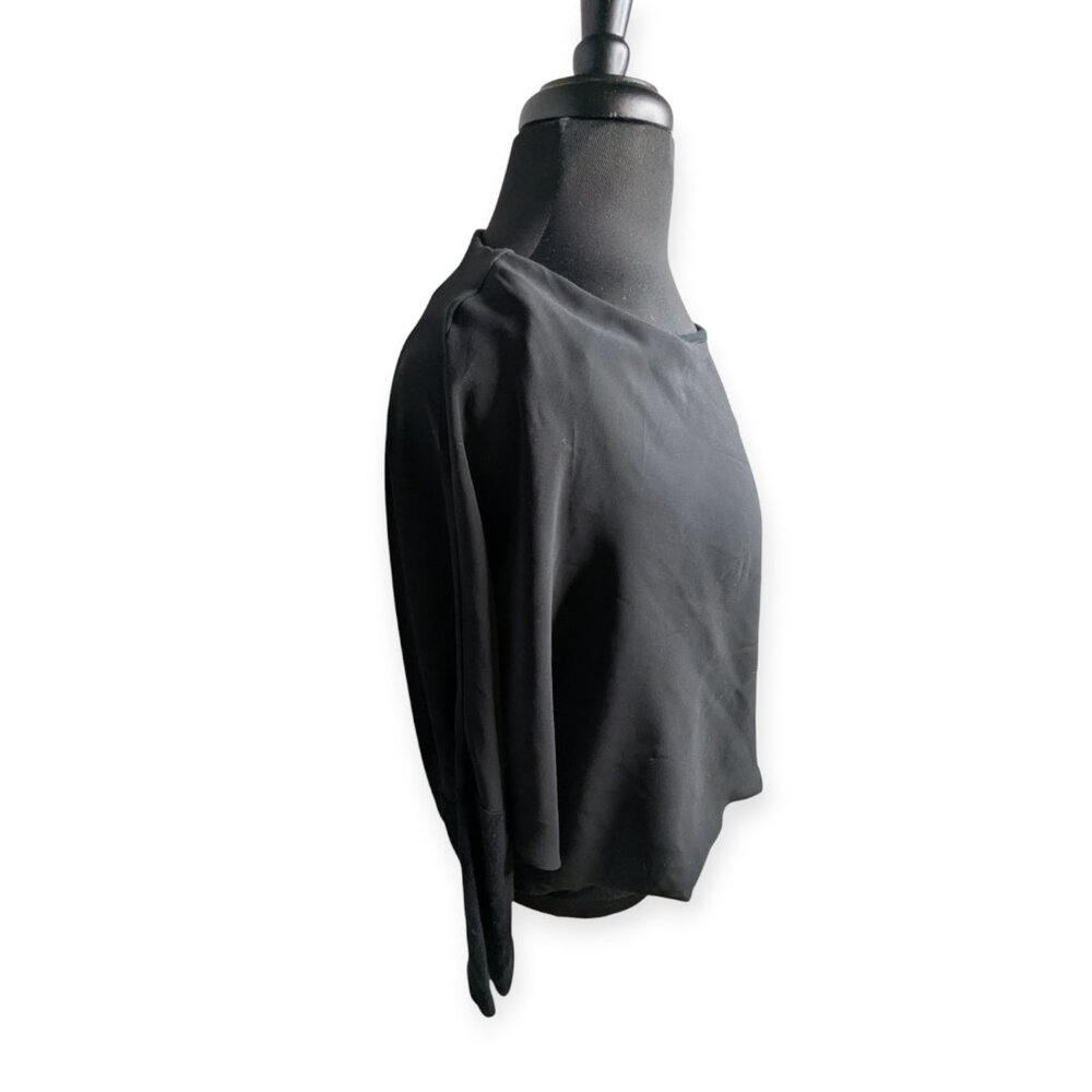 Joseph A Chic Black Cape Long Sleeve Pullover Blouse Size Large - Picture 5 of 14